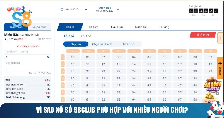 Vì sao xổ số S8club phù hợp với nhiều người chơi?